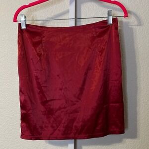 Windsor Red Satin‎ Mini Skirt Bodycon Exposed Back Zipper Size M Burgundy Wine